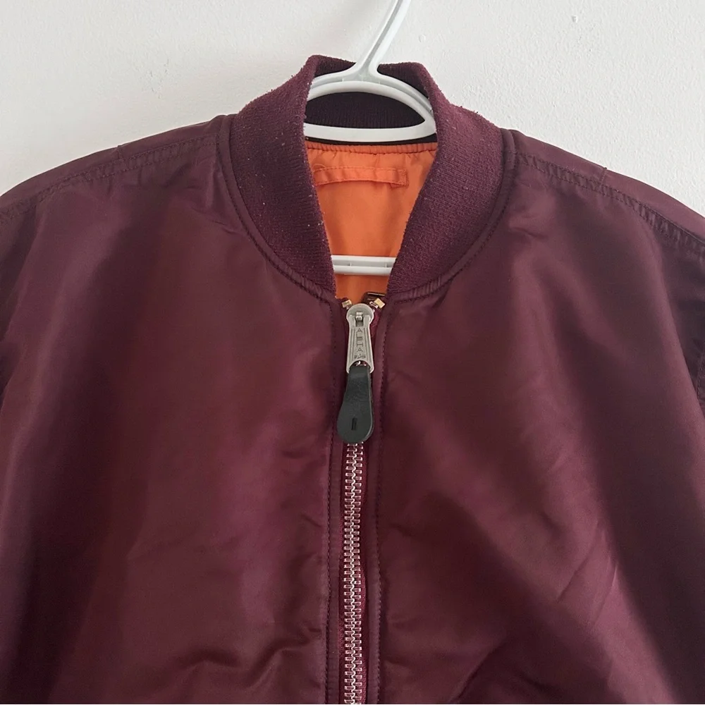 Alpha Industries MA-1 Deep Burgundy Bomber Jacket - Picture 2 of 10